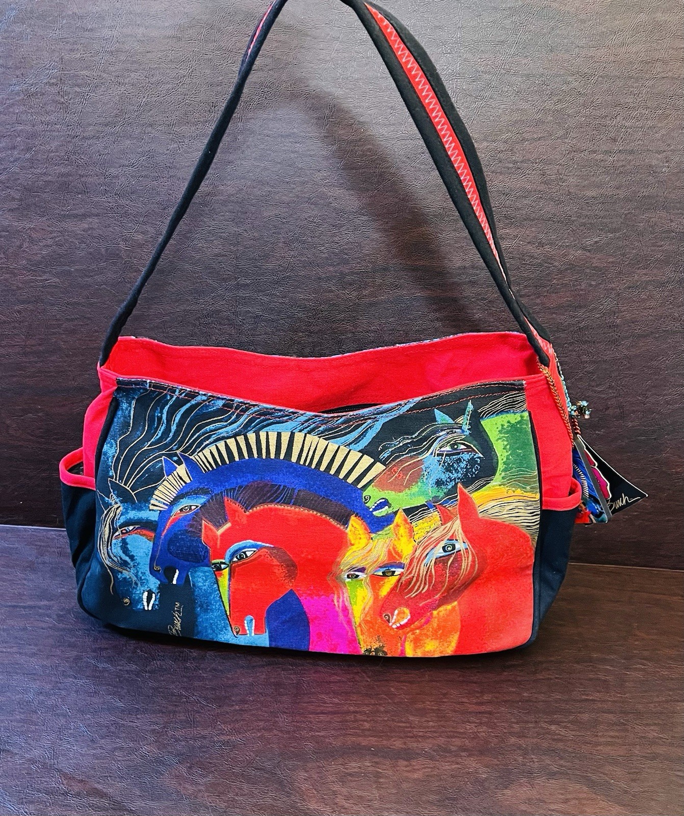 Laurel Burch Wild Horses Shoulder Bag NWT Colorful Art Print Shoulder Tote