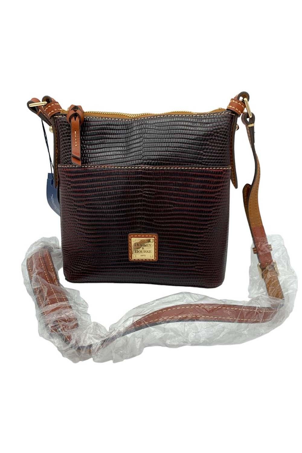 Dooney & Bourke Lizard Embossed Letter Carrier Crossbody Bordeaux