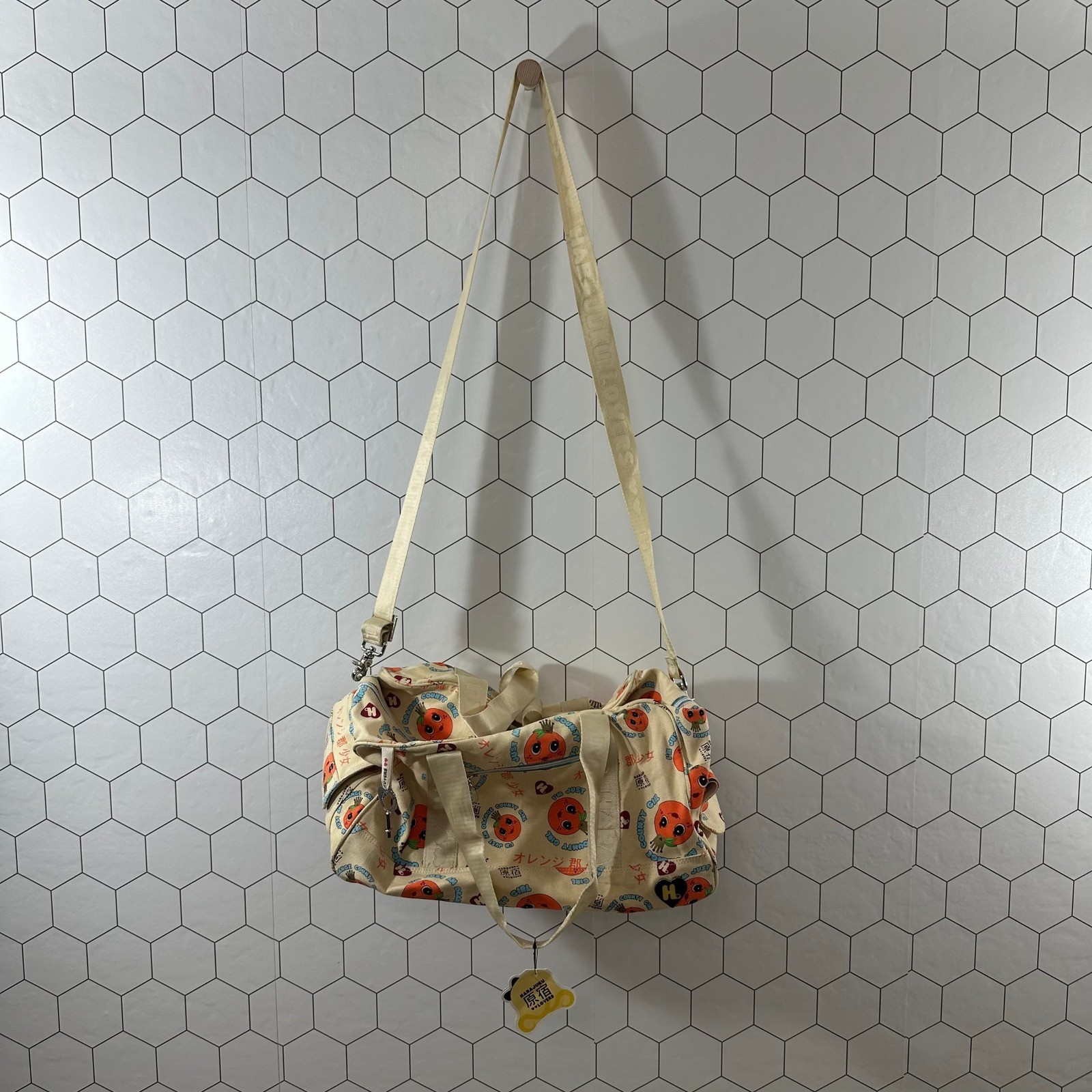Harajuku Lovers Gwen Stefani Orange County Girl Canvas Duffle Bag Cream Y2K