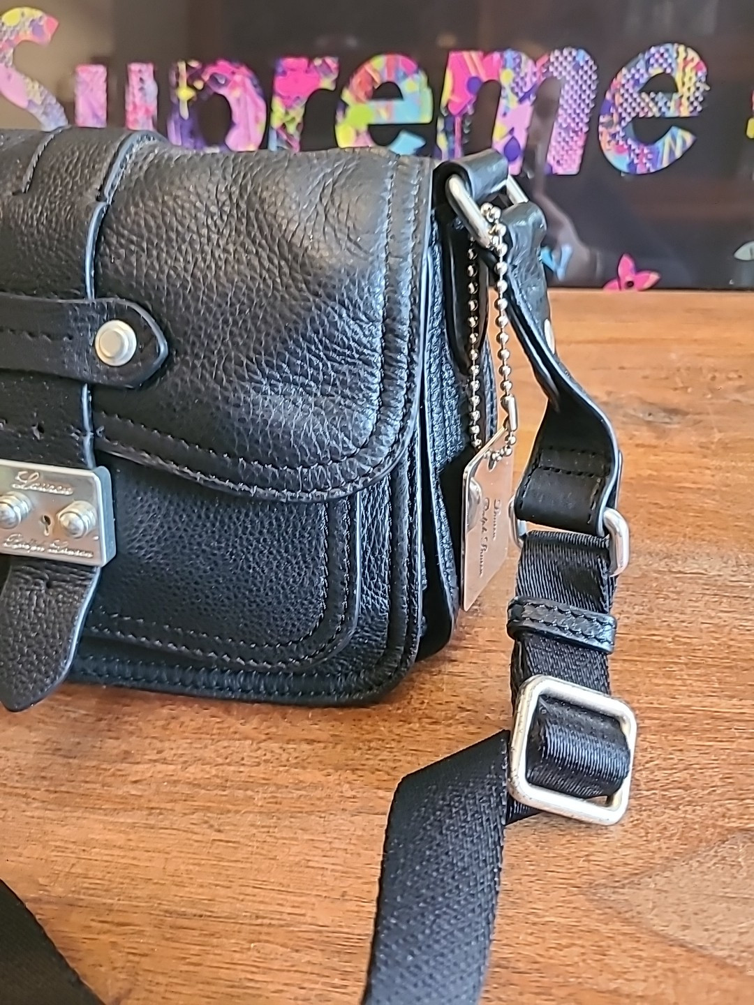 Classic Small Black Leather Crossbody Bag Lauren Ralph Lauren 1967 series