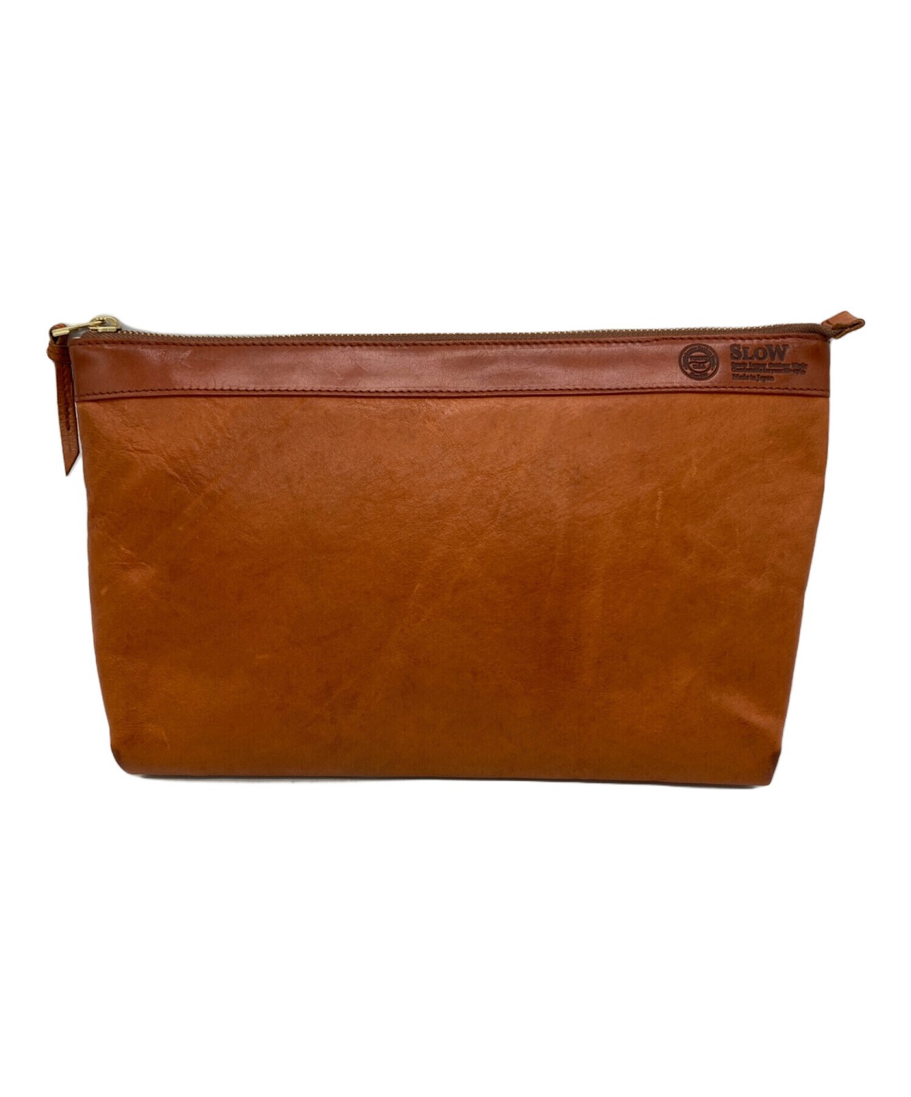 SLOW Clutch Bag Leather Brown Authentic From Japan
