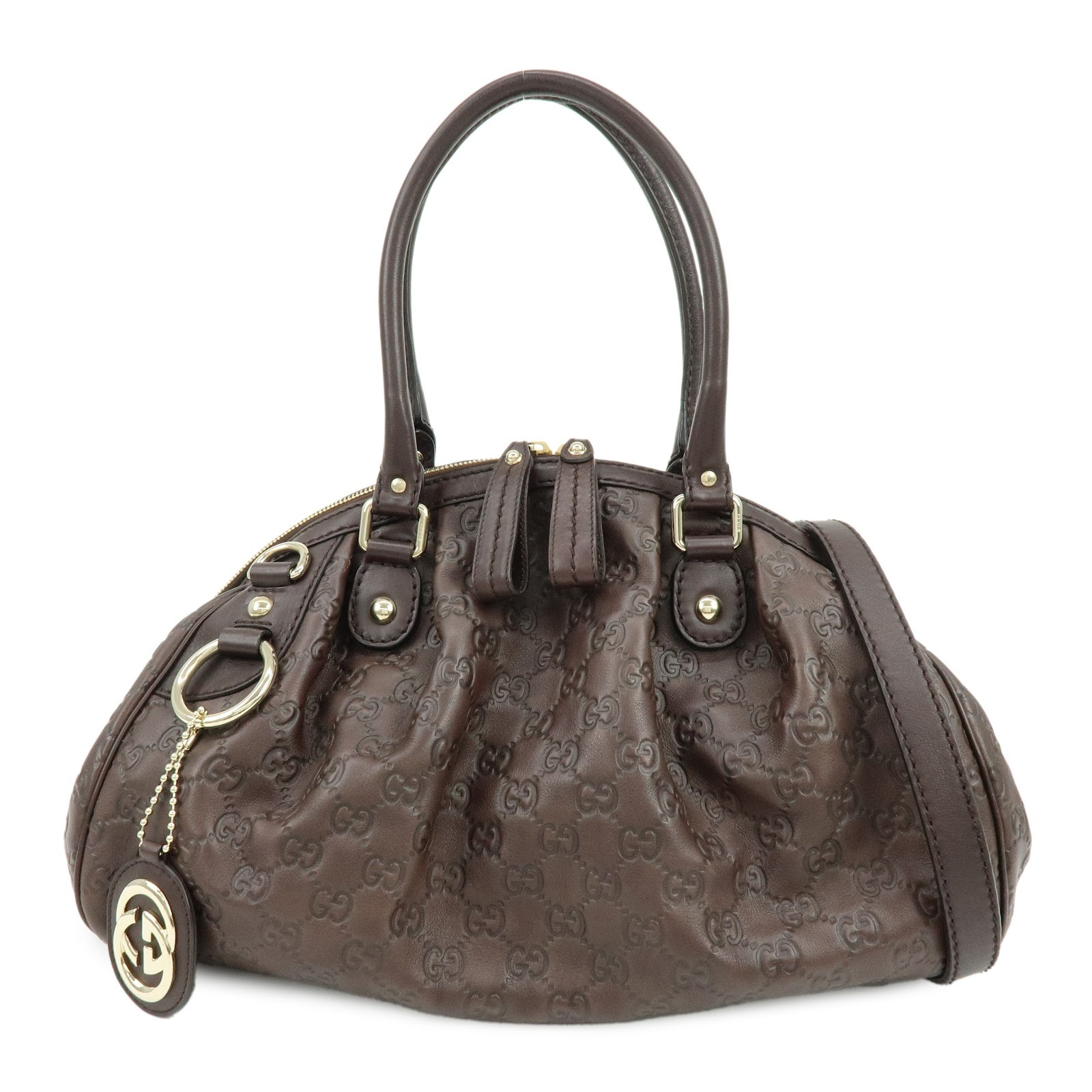 GUCCI Sukey Interlocking G Guccissima Leather 2WAY Bag Brown 223974 Used F/S