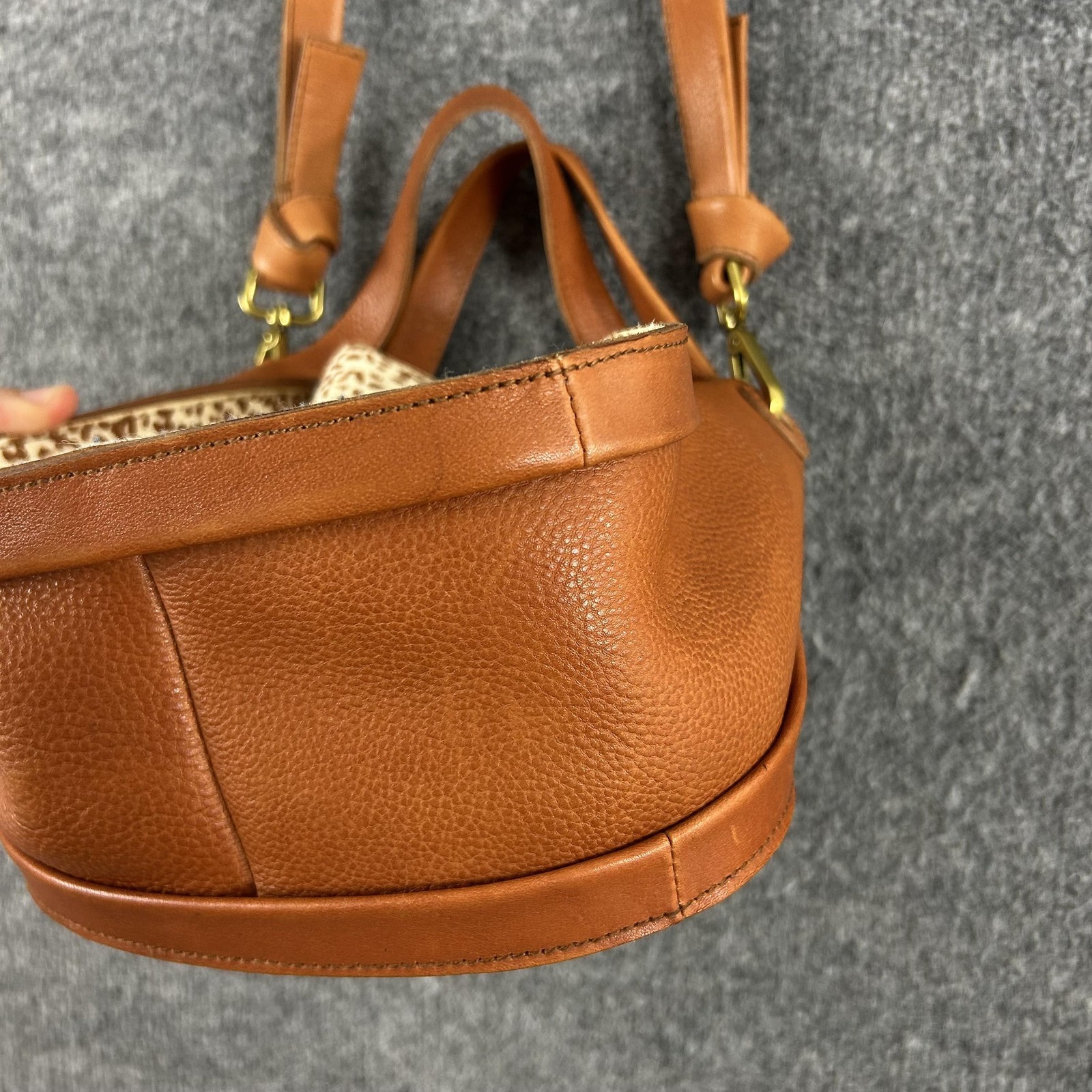 Madewell Sydney Crossbody Bag Small Brown Leather Calf Hair Cheetah Western Boho