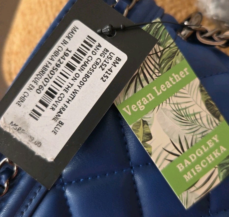 Badgley Mischka Crossbody Bag W/Frame & Chain On Front BM-4142 NIP Electric Blue