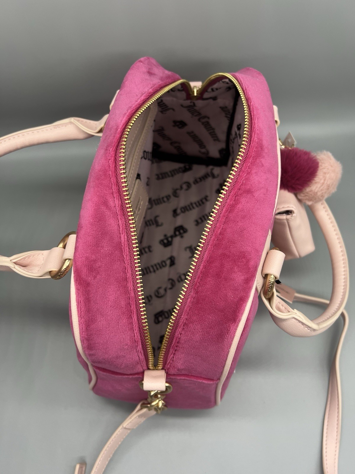 Juicy Couture New Love Chapter Pink Satchel w/ Crossbody Strap, Pouch & Charm