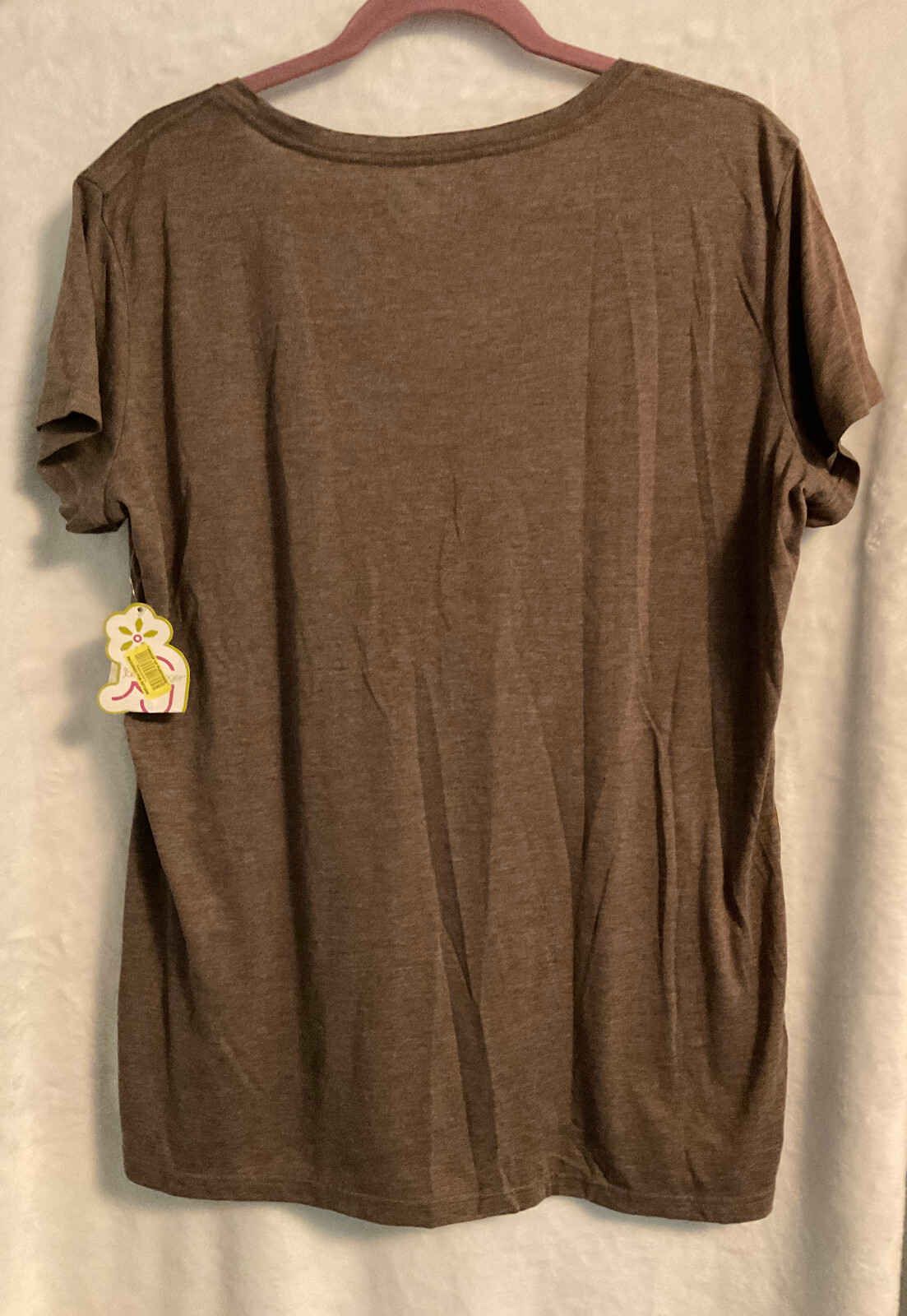 Jasmine & Ginger Taupe Brown Polyester Rayon Short Sleeve Top Sleepwear