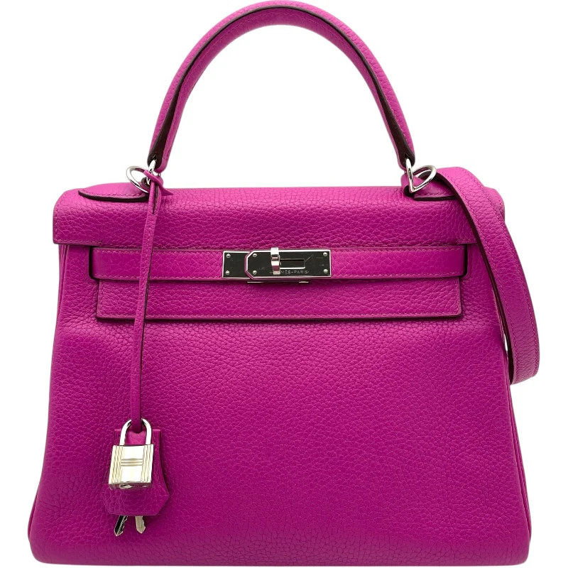 HERMES Kelly 28 Rose Pourpre Taurillon Leather Handbag #OKB420