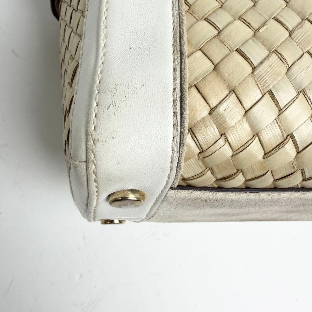 Authentic Coach White Leather Basket Handbag, 21cm x 28cm x 10cm, Authentic, Exc