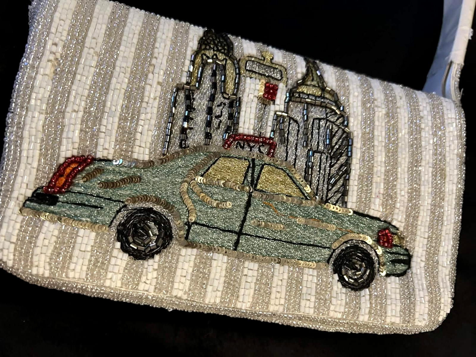 Handcrafted in India BLUE Taxi NYC Manufacturer Error Beaded Bag Viral TikTok