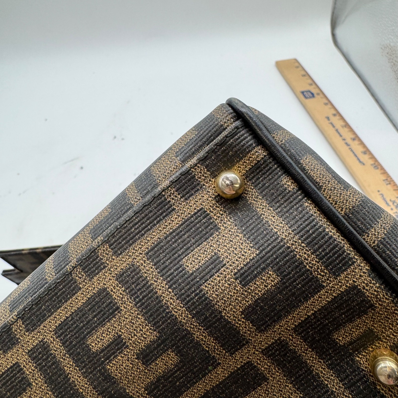 Vtg Fendi Satchel FF Monogram Zucca Coated Canvas 90’s Retro Designer Classic
