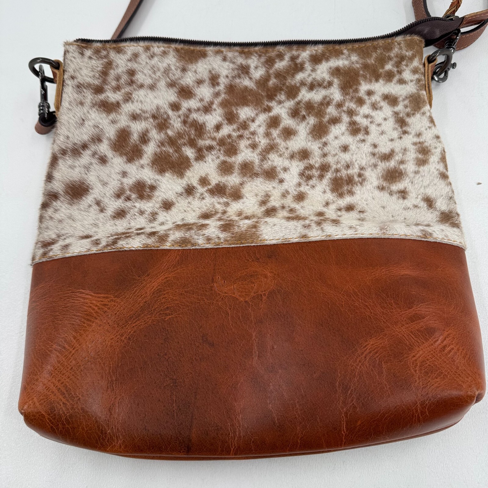 Ranch Junkie Crossbody Purse WOMENS Brown Leather Zip Close Shoulder Bag
