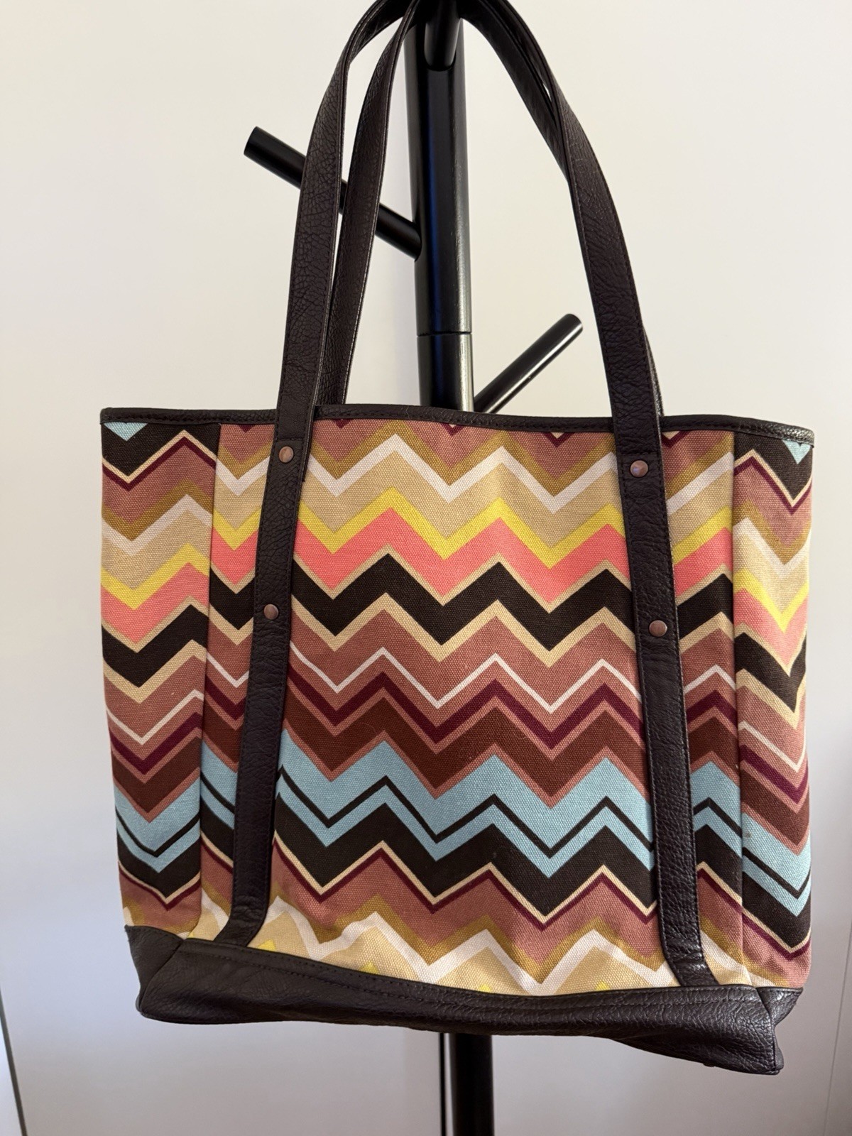 MISSONI X TARGET TOTE BAG CANVAS ZIG ZAG CANVAS PURSE NEW