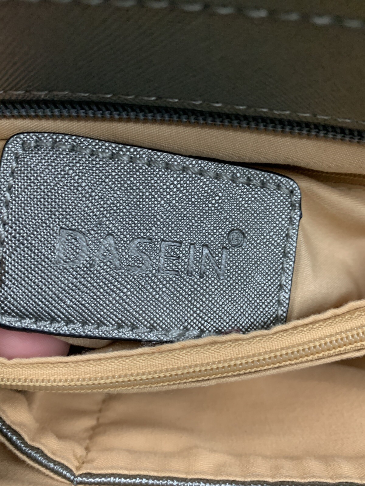 Dasein Large Steel Gray Metallic Handbag Satchel Laptop Bag Purse 13 3/4”