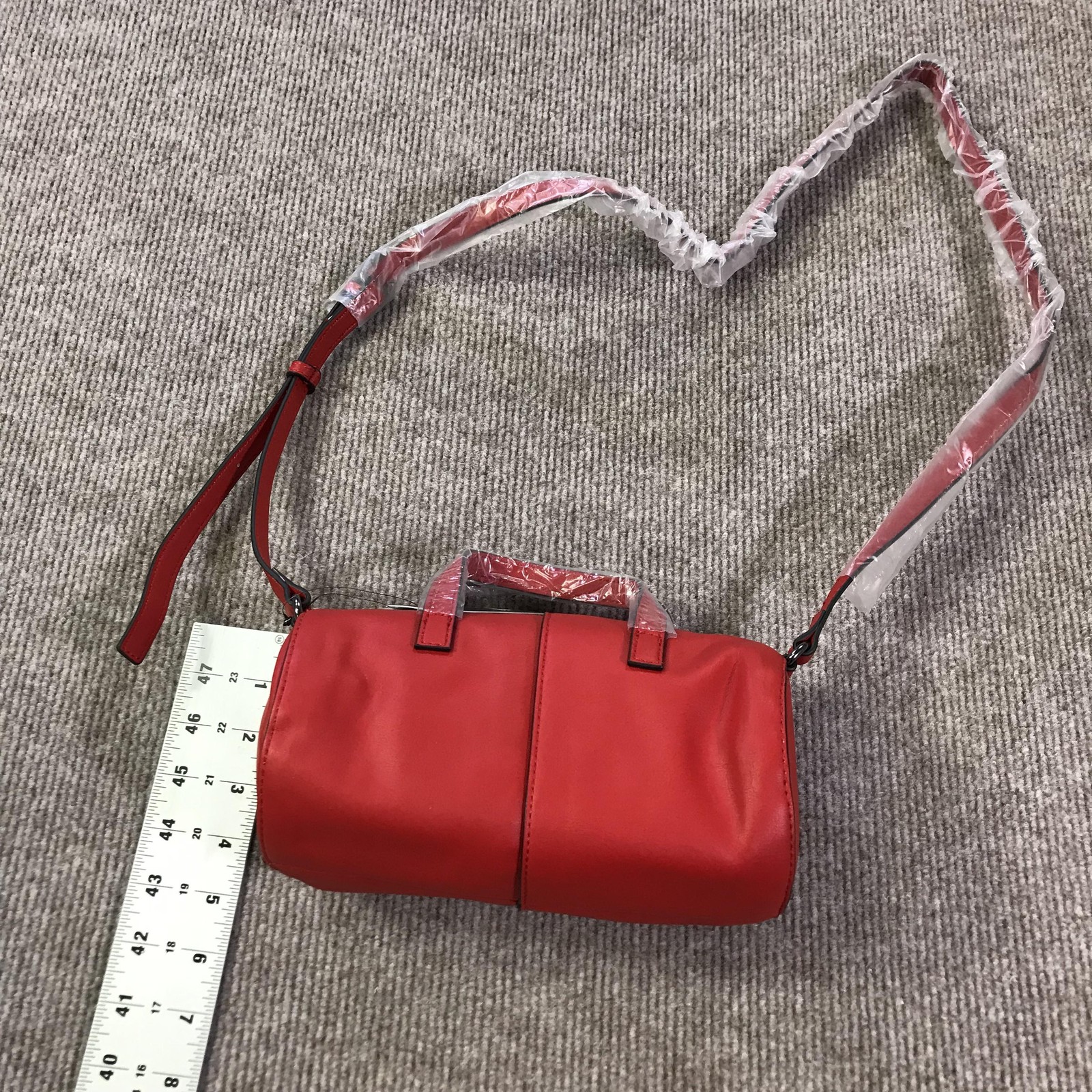 Simply Vera Vera Wang Cylinder Bag Womens Red Vegan Leather Crossbody Handbag