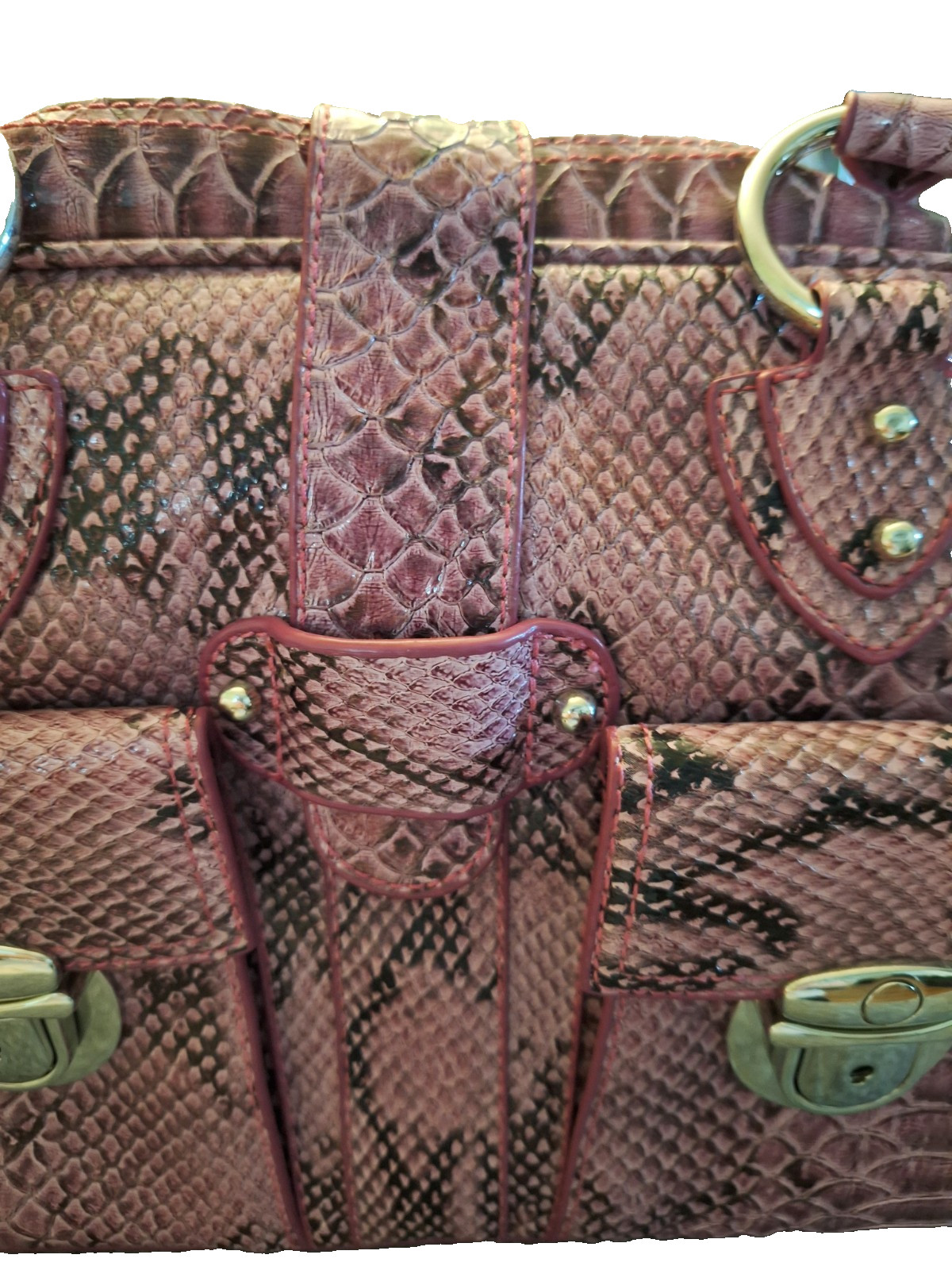 Vintage 90s Y2K Pink Python Vinyl Satchel Bag Purse Retro Mall Girl Handbag