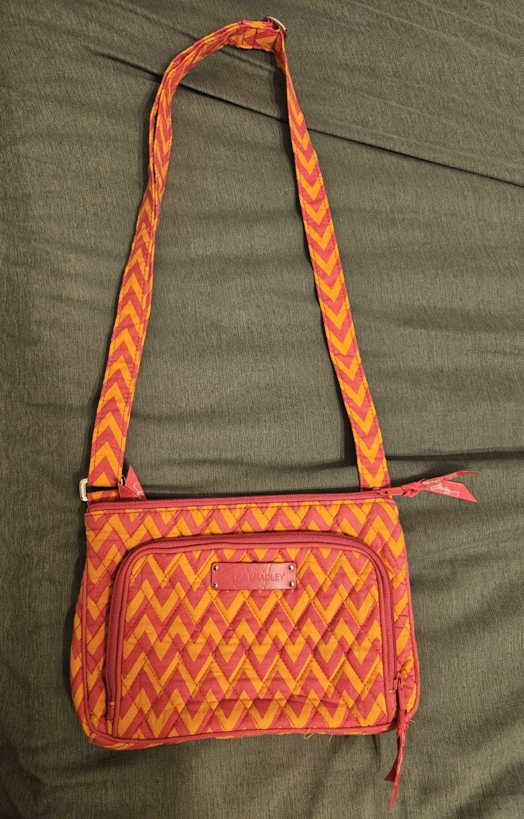 Vera Bradley All-in-One Crossbody Ziggy Zag Pattern Orange Pink