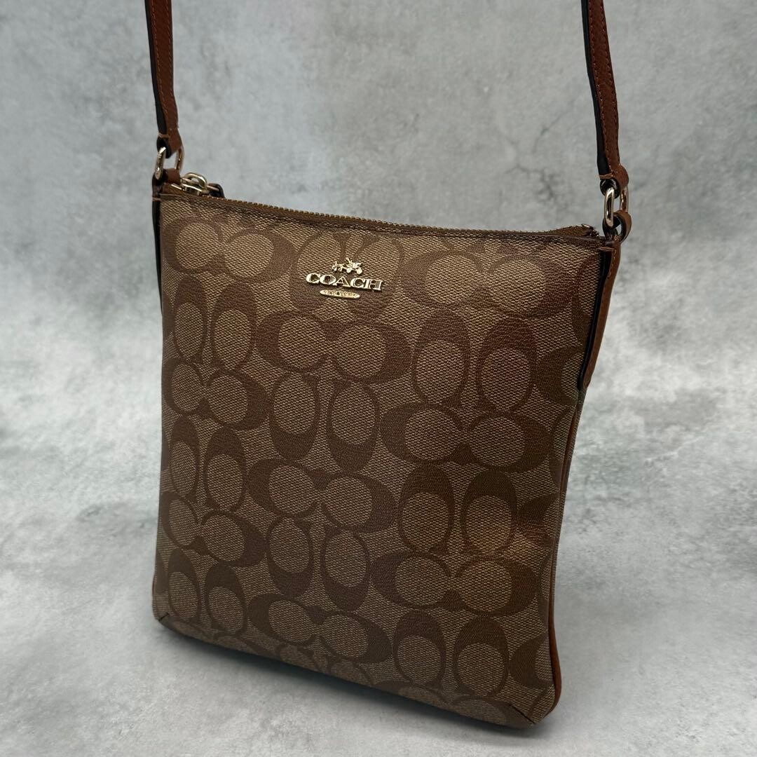 COACH Beige PVC Signature Crossbody Bag Womens Gold Hardware F35940 Authentic