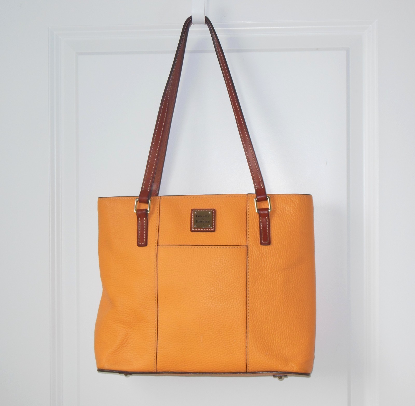 Dooney & Bourke Leather Tote Lexington Pebbled Tangerine Orange Shopper Bag