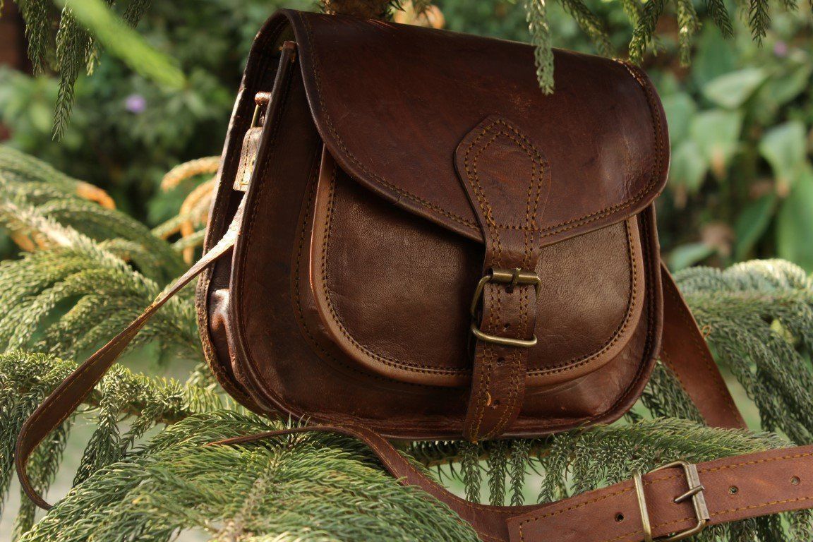 Women Purse Vintage Genuine Brown Leather Cross Body Shoulder Handmade Bag JMB