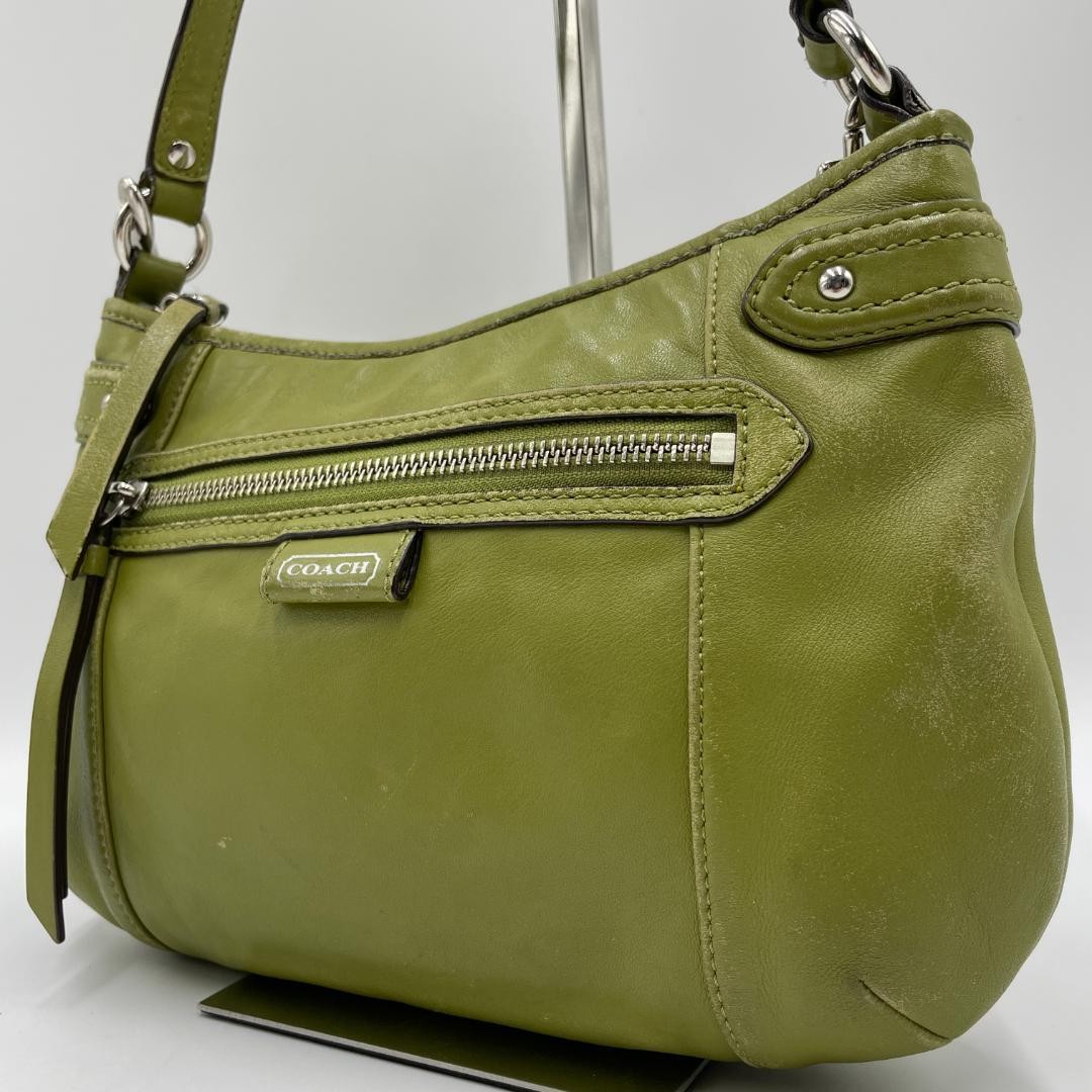 COACH Shoulder bag Leather Green 2way Authentic From Japan