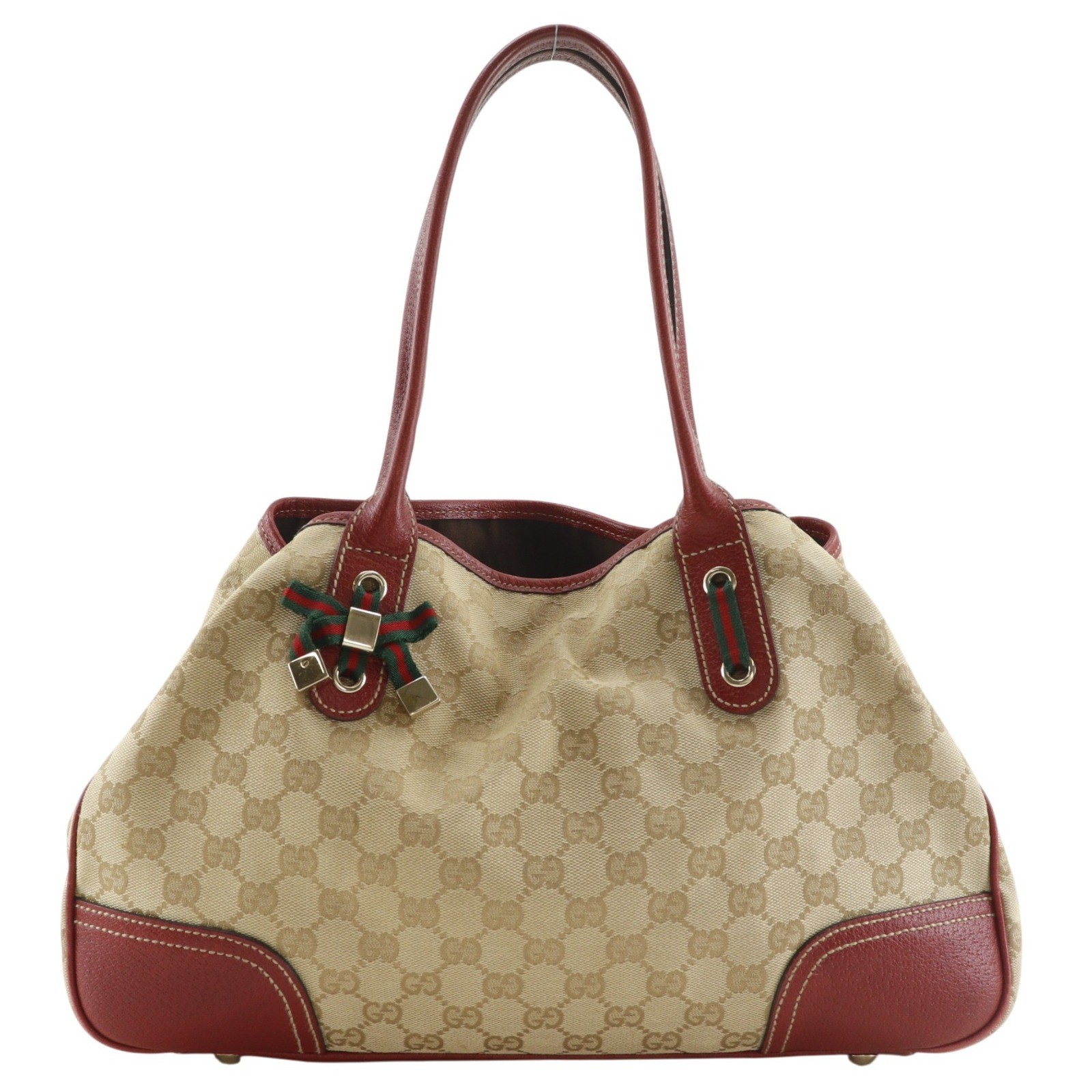 GUCCI Pretty Tote Bag 163805 Brown GG canvas ribbon Women