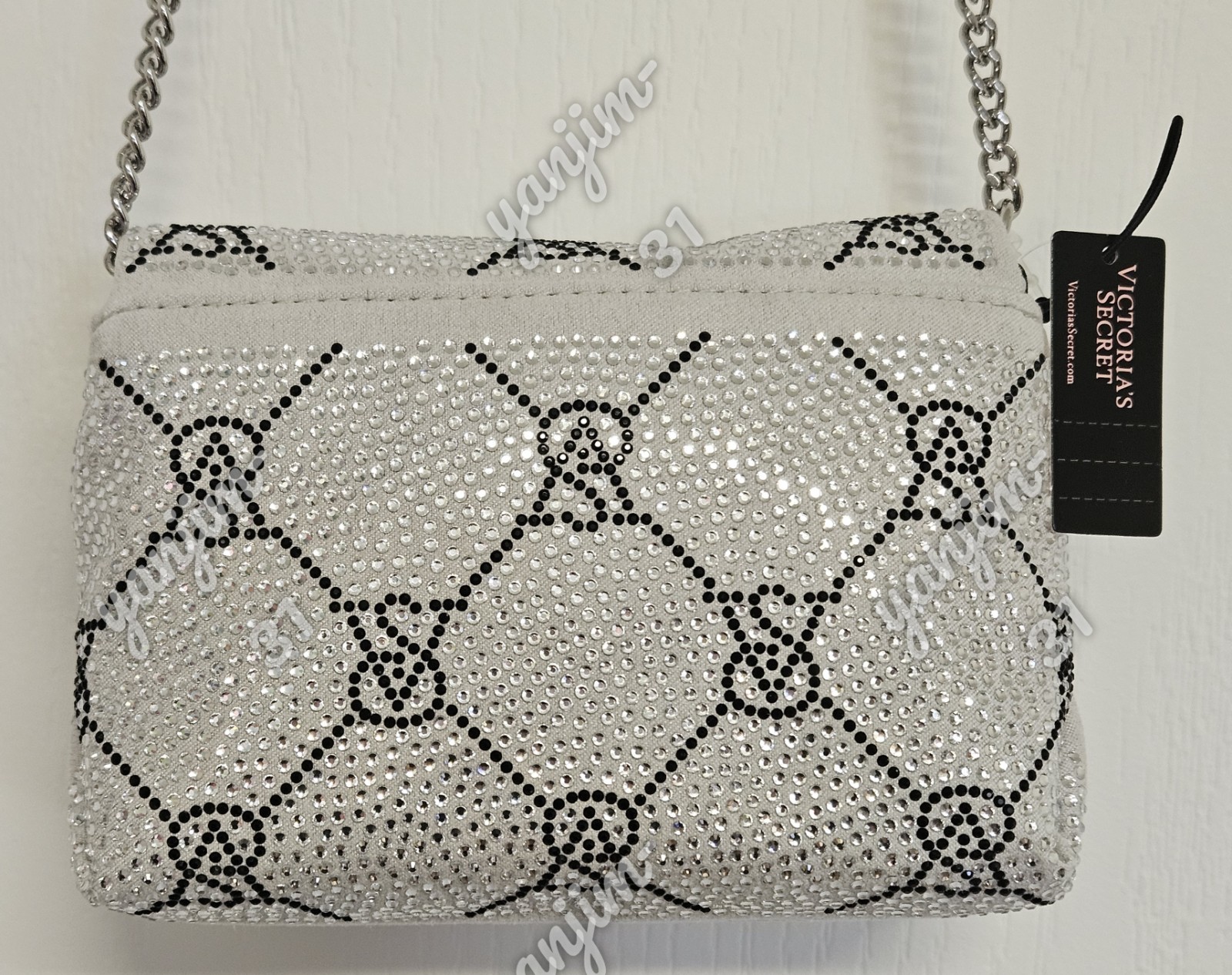 VICTORIA SECRET MICRO CROSSBODY BAG – RHINESTONE – SILVER – NEW ip