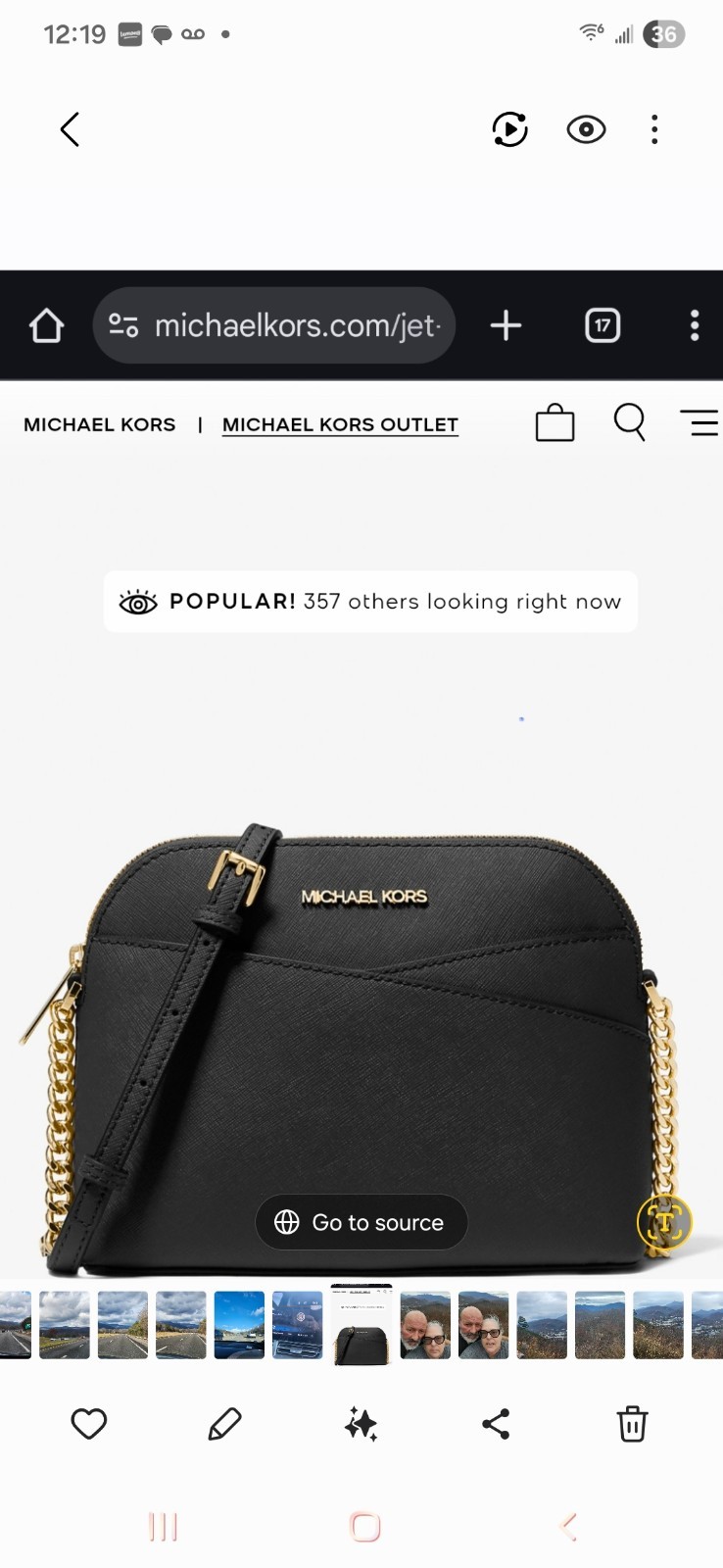 Michael Kors Black Shoulder Bag Gold Chain Zip Closure Designer Logo
