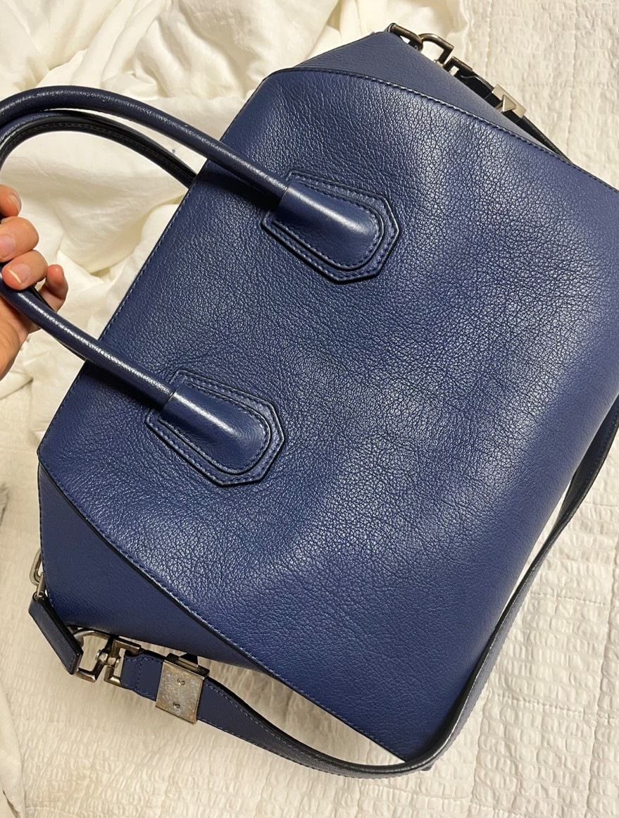 GIVENCHY Antigona Blue Leather 2Way Shoulder Handbag Large Authentic