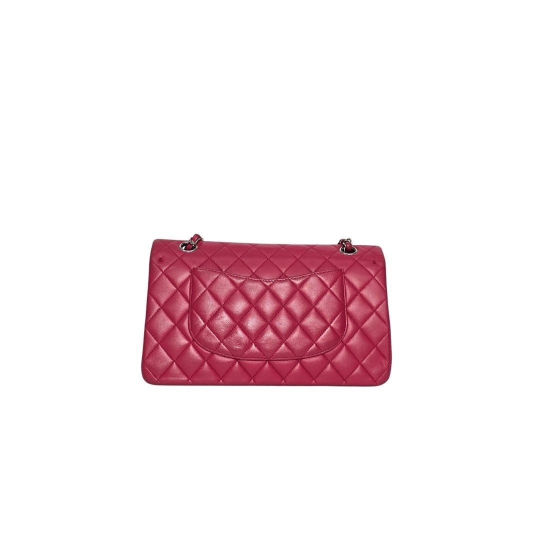 Chanel Classic Double Flap Medium Red Lambskin Leather Shoulder Bag
