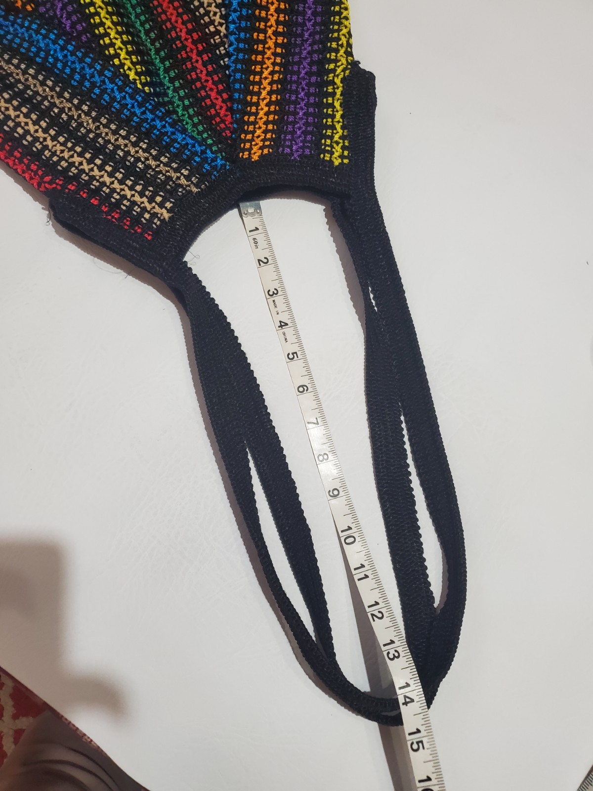 Vtg Striped Rainbow Crochet Knit Shoulder Bag, Lined, B28,