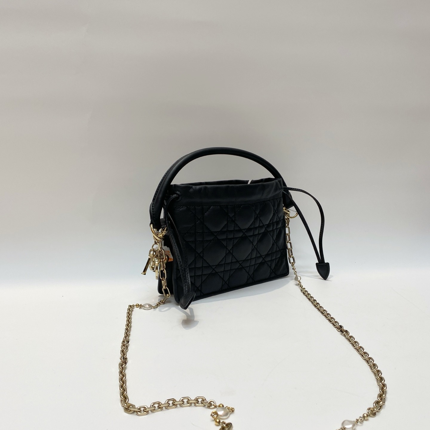 Preloved Lady Dior Milly Cannage Drawstring Bag