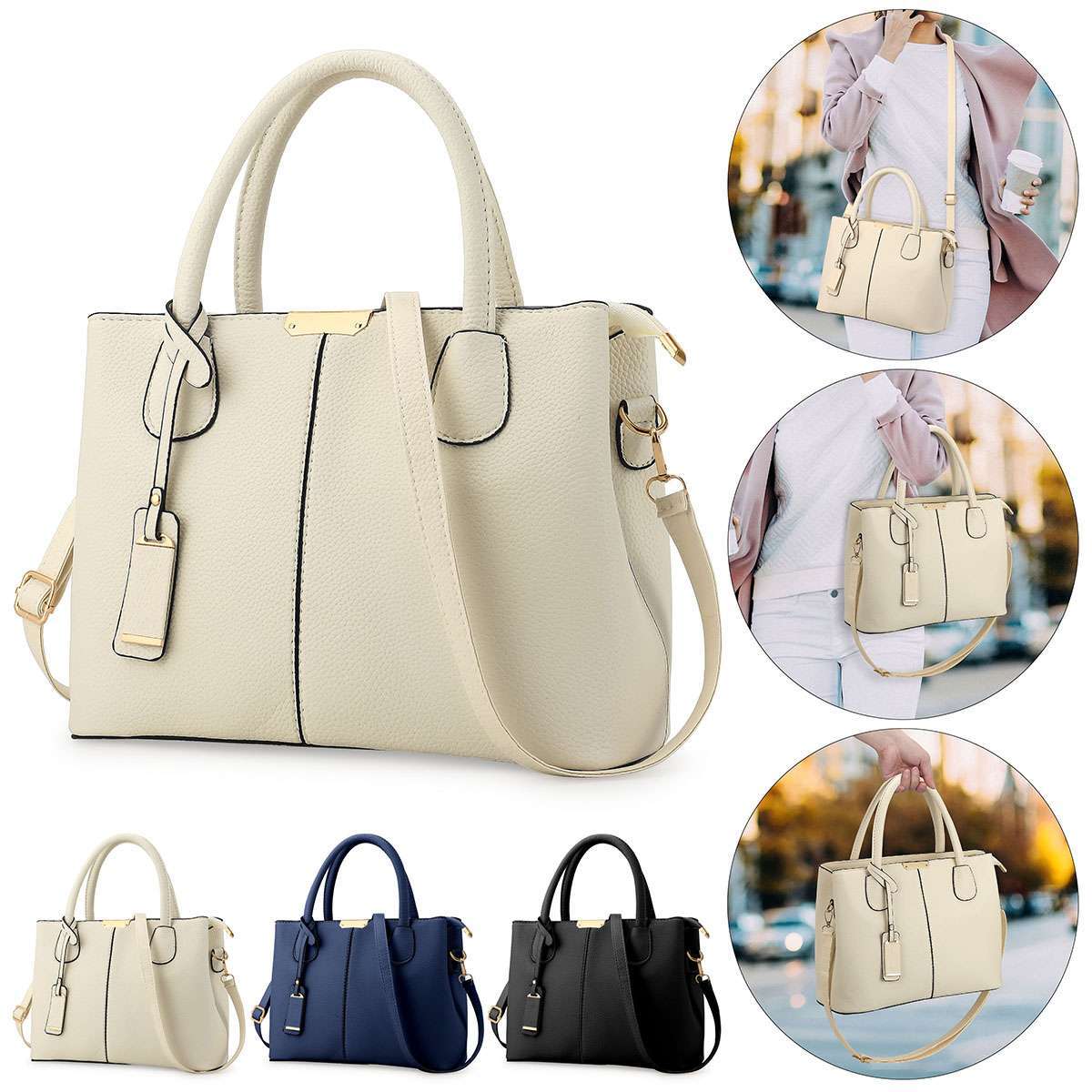 Women Large Leather Handbag Shoulder Messenger Crossbody Tote Bags Purse Satchel