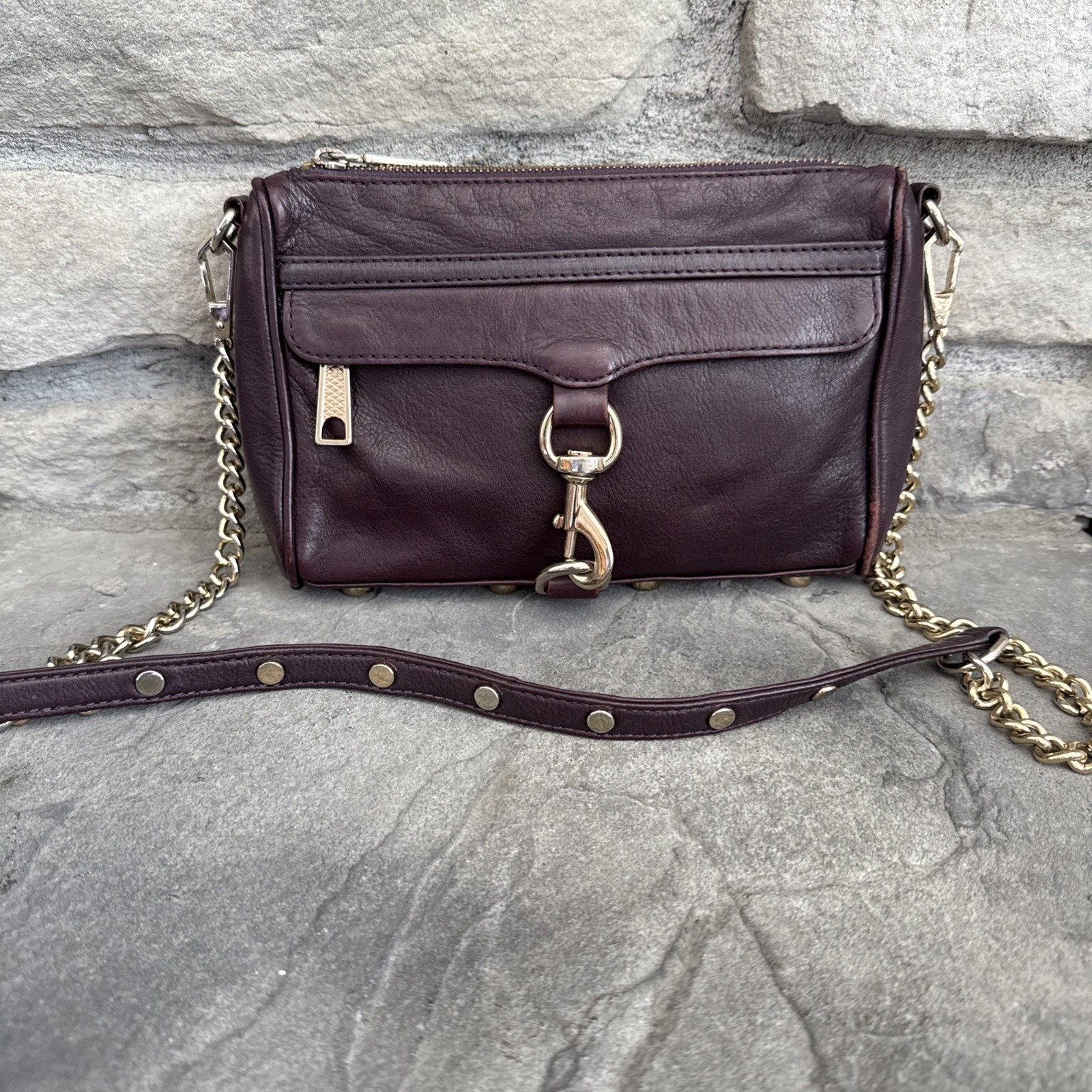 Rebecca Minkoff Mini Mac Oxblood Burgundy Leather Small Crossbody Handbag X