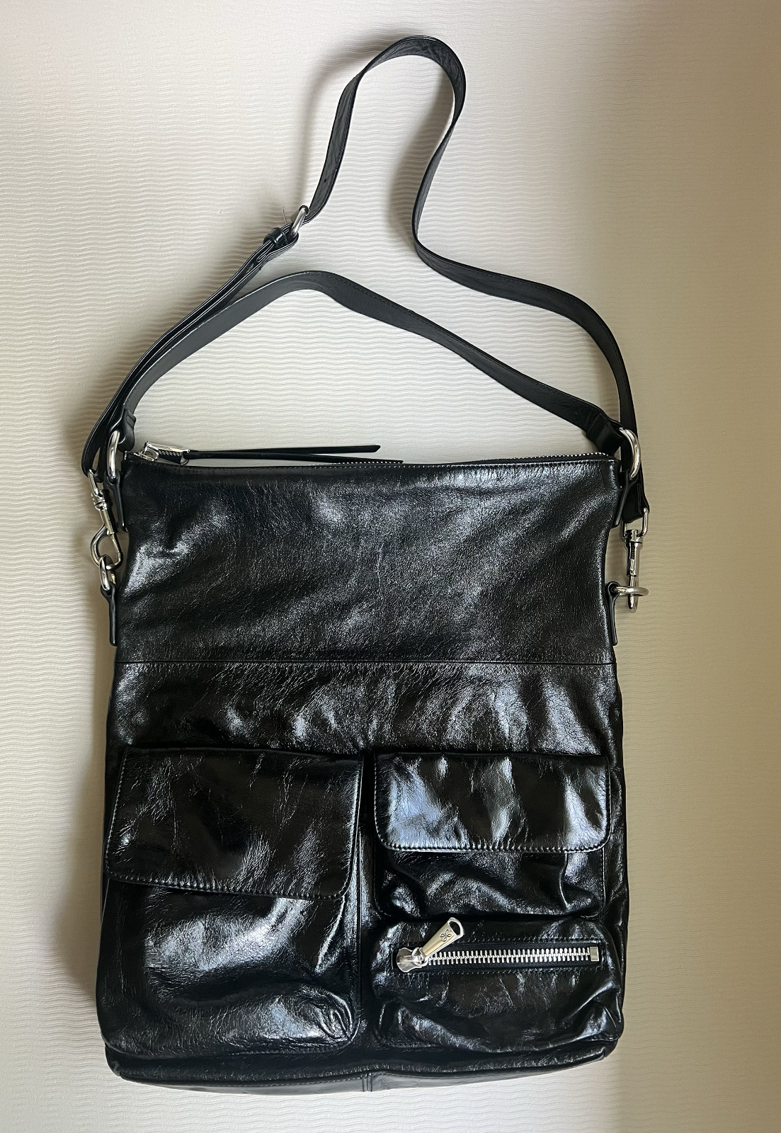 HOBO Genuine Black Leather Multi-Pocket Crossbody/Shoulder Bag NWOT