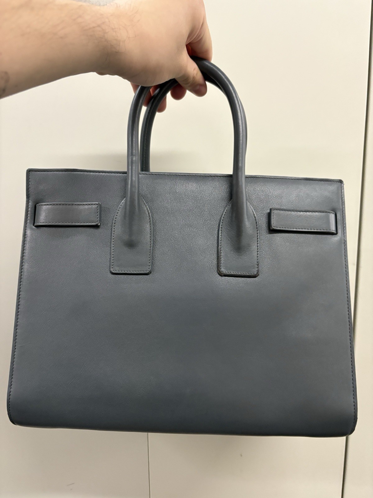 Saint Laurent Hedi Slimane Sac de Jour Leather Small Grey Handbag Women’s Used