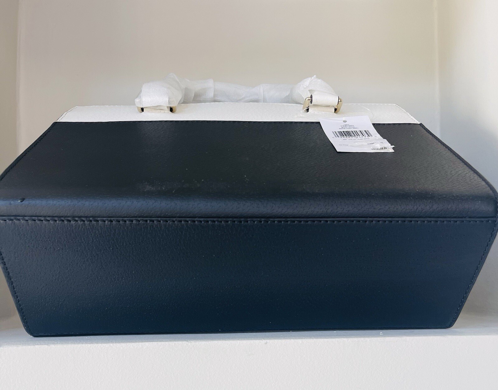 NEW KATE SPADE Grove Street Caley Satchel WKRU4257 Black And White Free Ship