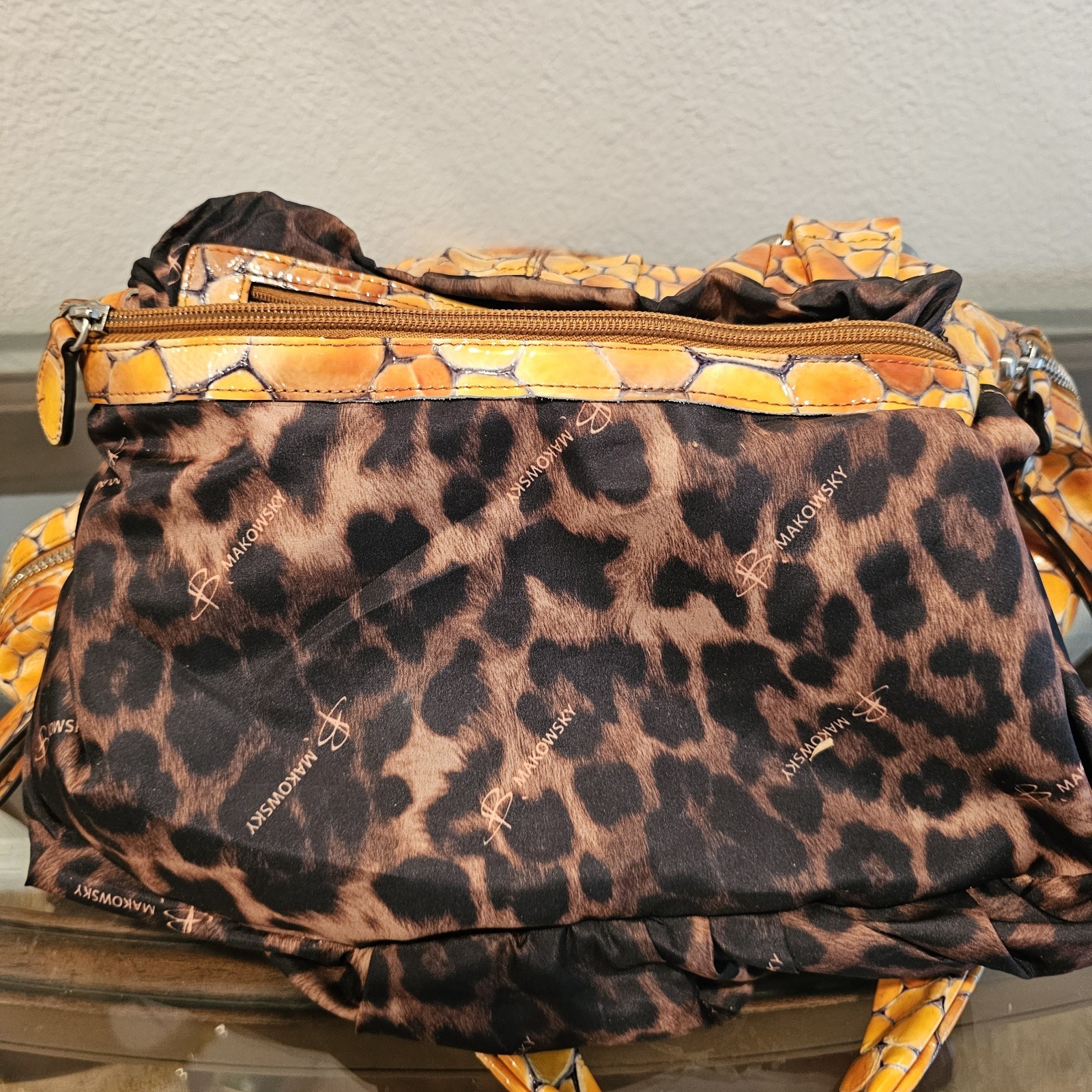 B. MAKOWSKY LARGE GENUINE LACQUERED LEATHER PURSE