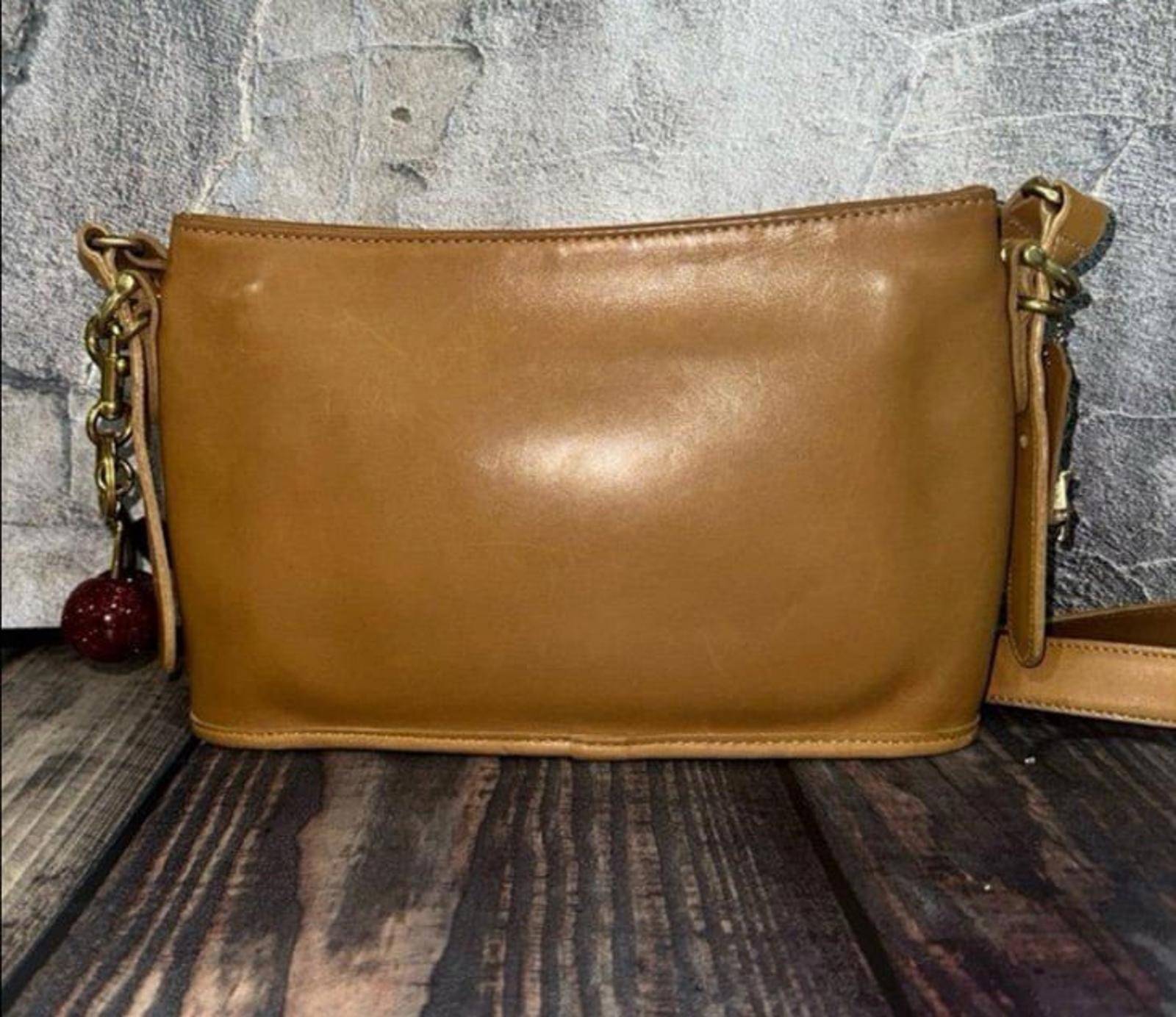 Vintage Coach Equestrian 9802 Camel brass crossbody purse Authentic