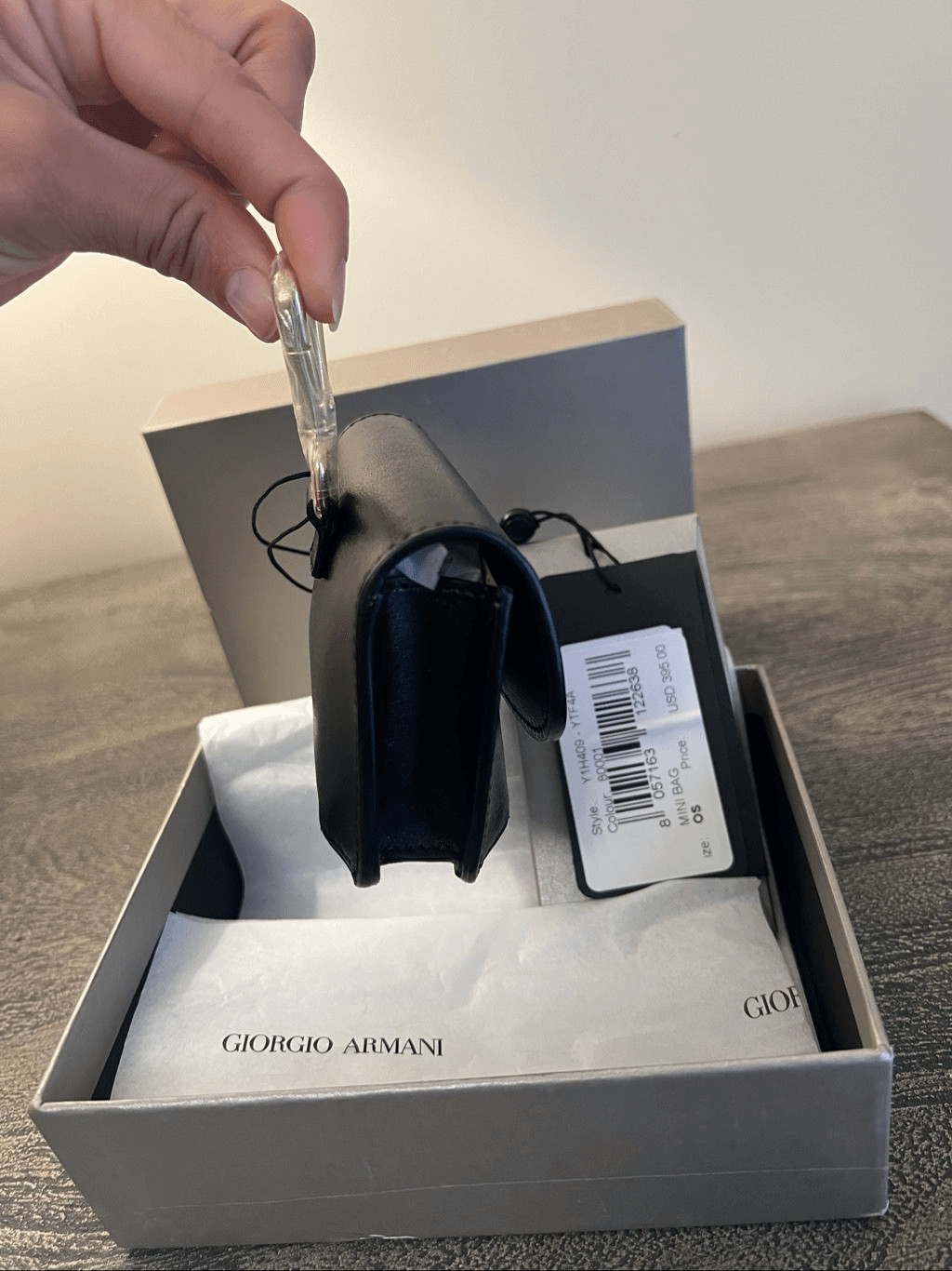 Giorgio Armani La Prima Palmellato Leather Mini Charm Bag