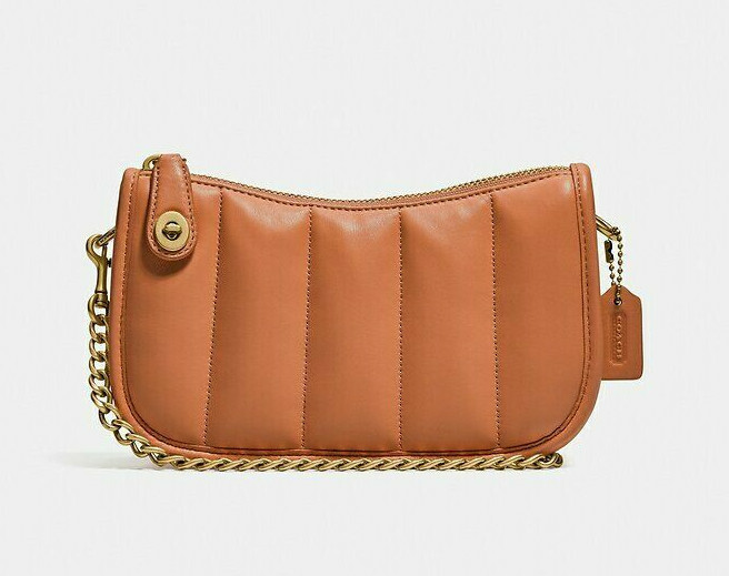 Coach swinger 20 Leather Clutch w/ quilting Chain Bag ~NWT~ Canyon C3490