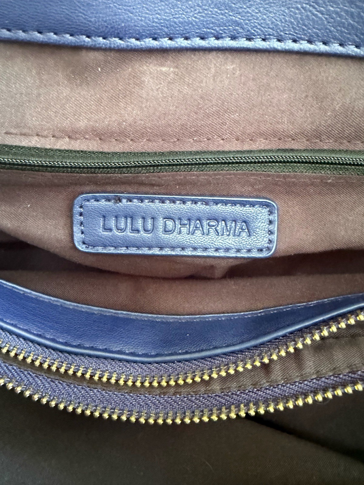 Lulu Dharma Blueberry Blue Vegan Leather Tote Snap Closure Large 18Lx10Hx6.5W