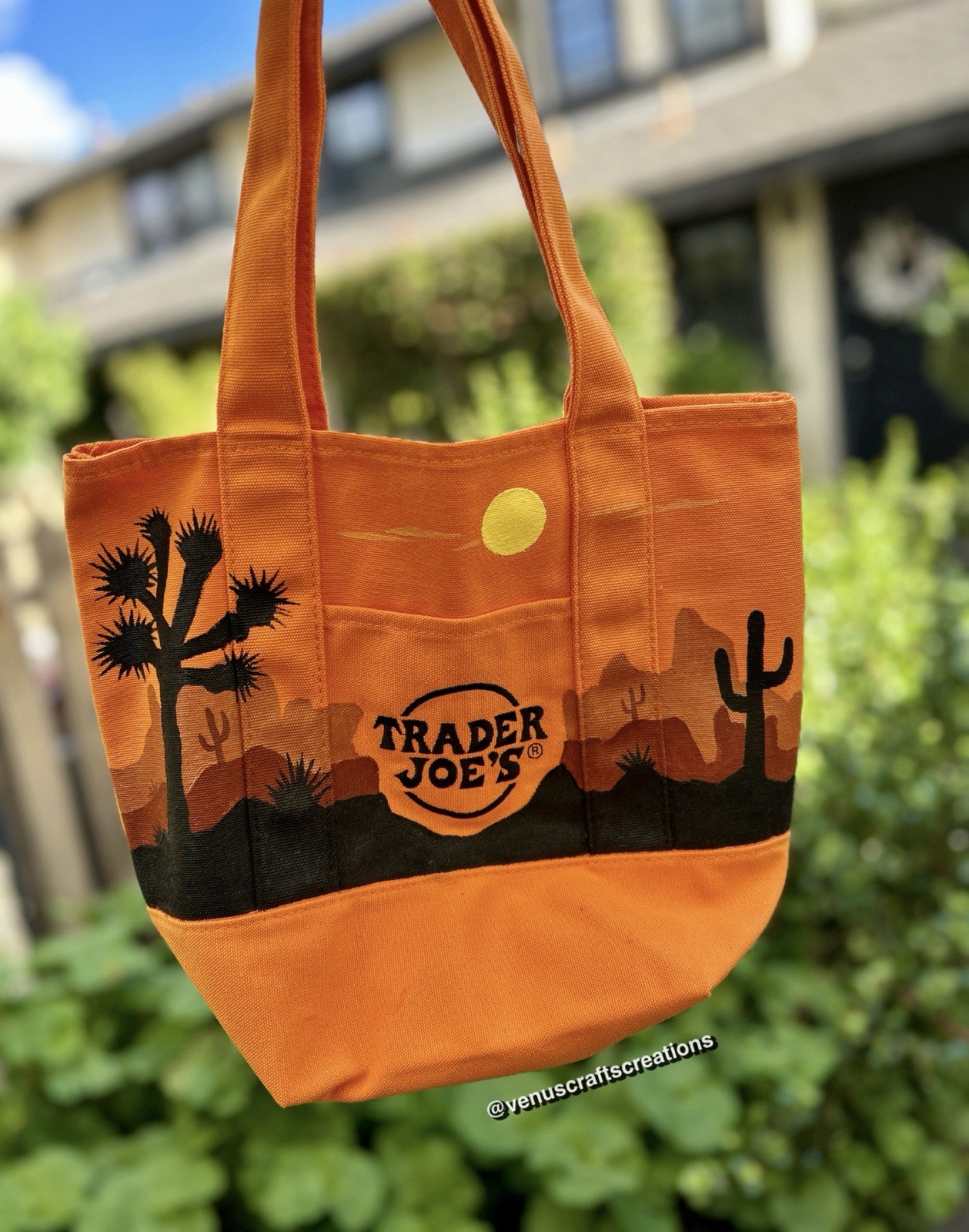 Made to order — Hand-Painted ONE-SIDE Trader Joe’s Mini Orange Tote