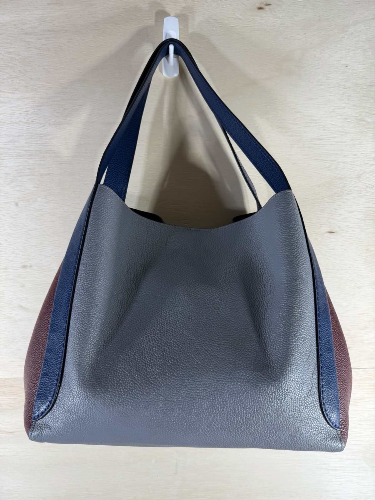 Coach 76088 Hadley Hobo Color-block Soft Pebbled Leather Shoulder Bag Grey Blue