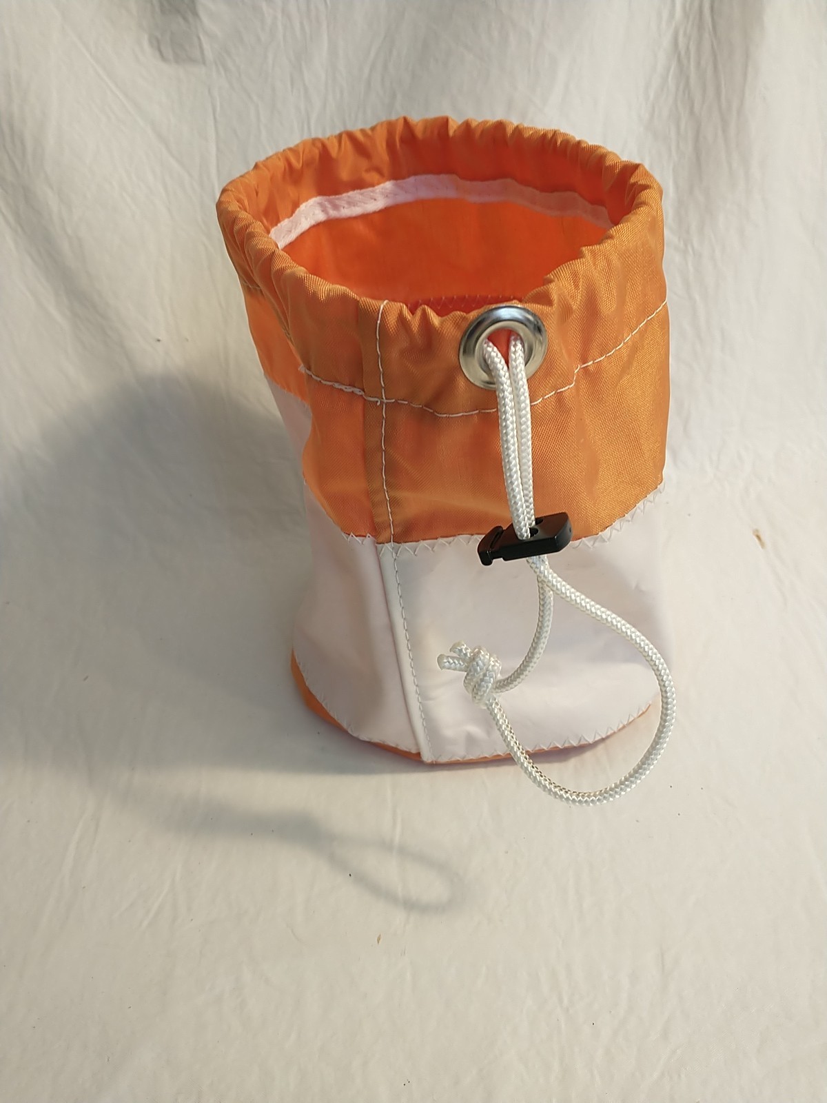 Sea Bags Maine Drawstring Ditty Bucket Bag Dog Paw Print Orange White Used USA