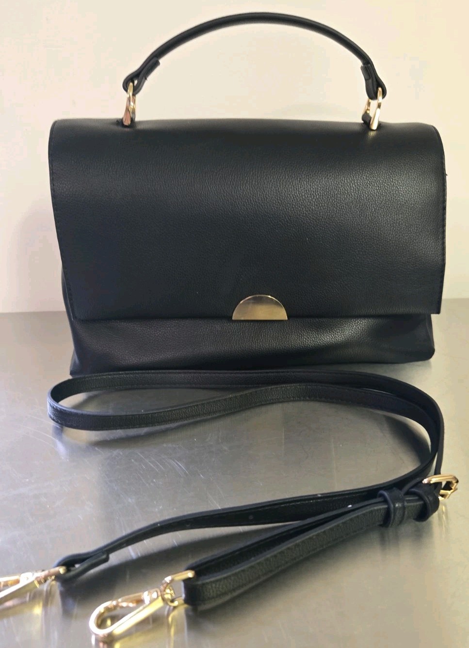 A New Day Satchel Handbag Crossbody Shoulder, Black, Magnetic Closure