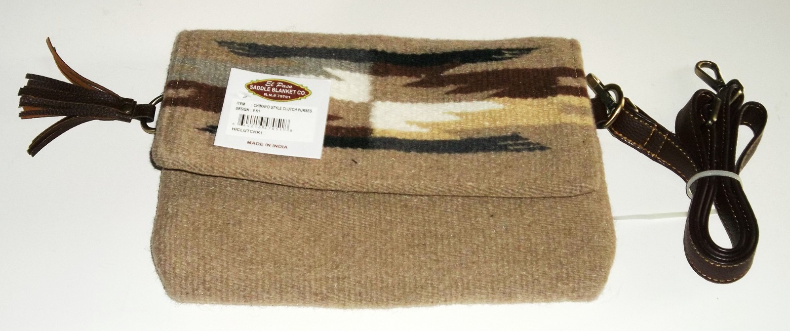 Chimayo Style El Paso Saddle Blanket Co. Clutch Purse & Strap For Crossbody Bag