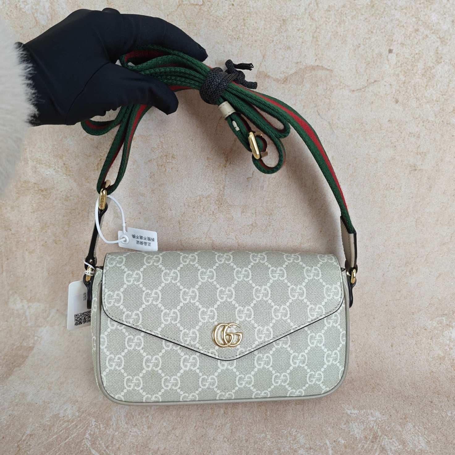 Gucci Ophidia Beige Oatmeal Envelope Crossbody Bag For Women