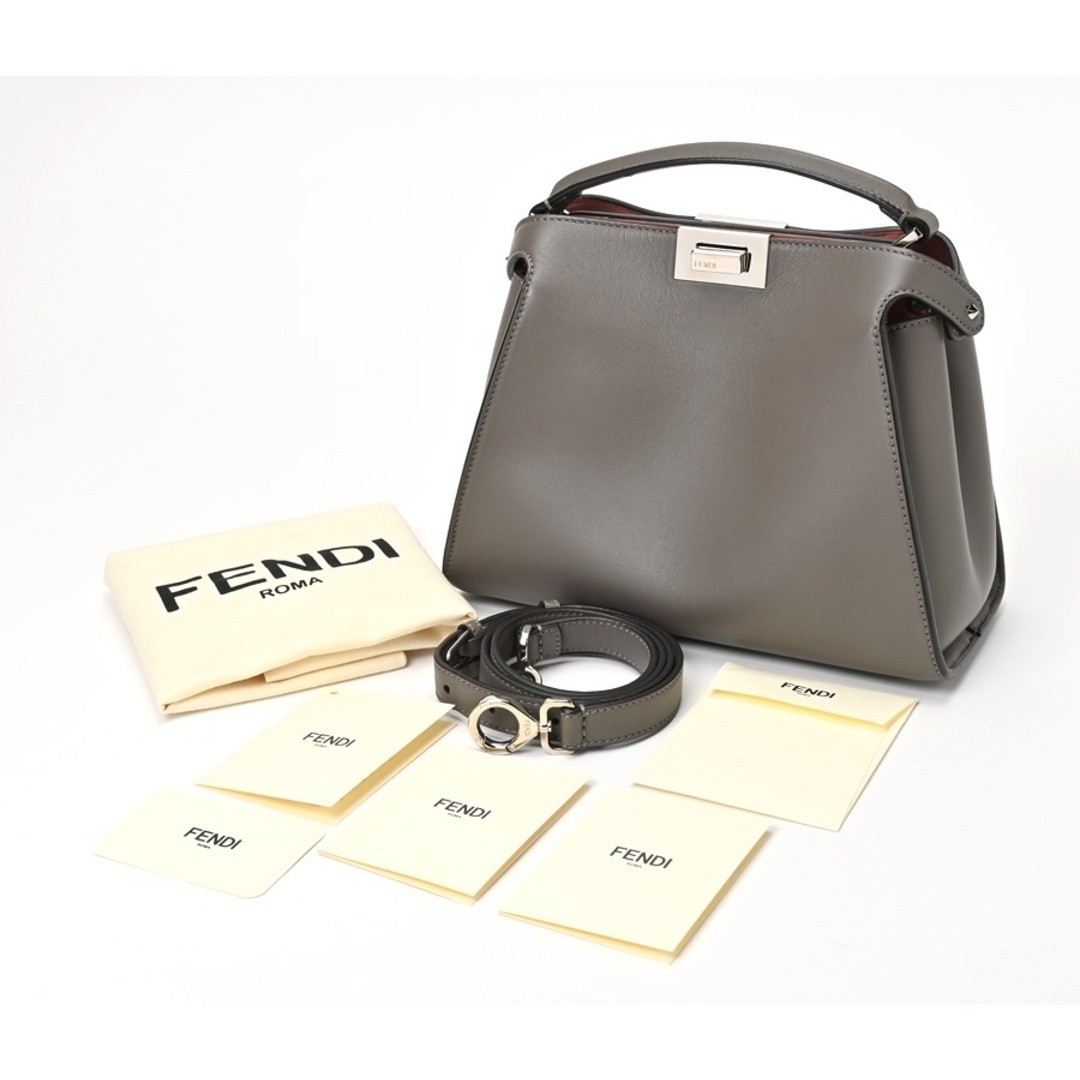 FENDI Peekaboo Iconic Essentials 8BN302 Nappa Leather Greige Pink Used TOMI-0