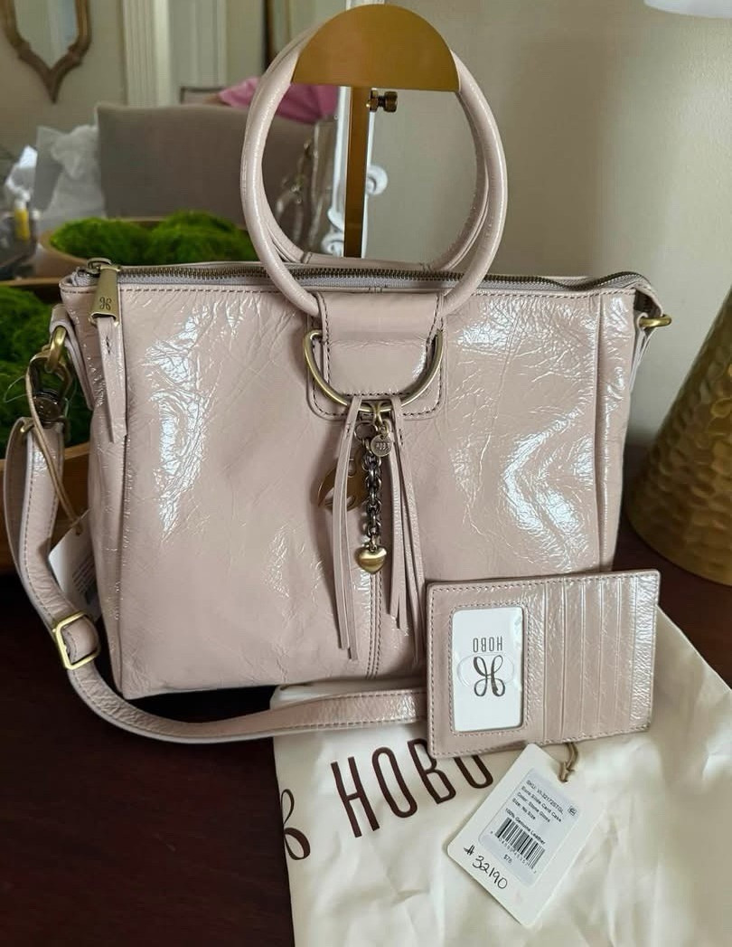 HOBO Sheila Medium Satchel Top Handle Stone Gloss Zip Top w/ Zip Wallet