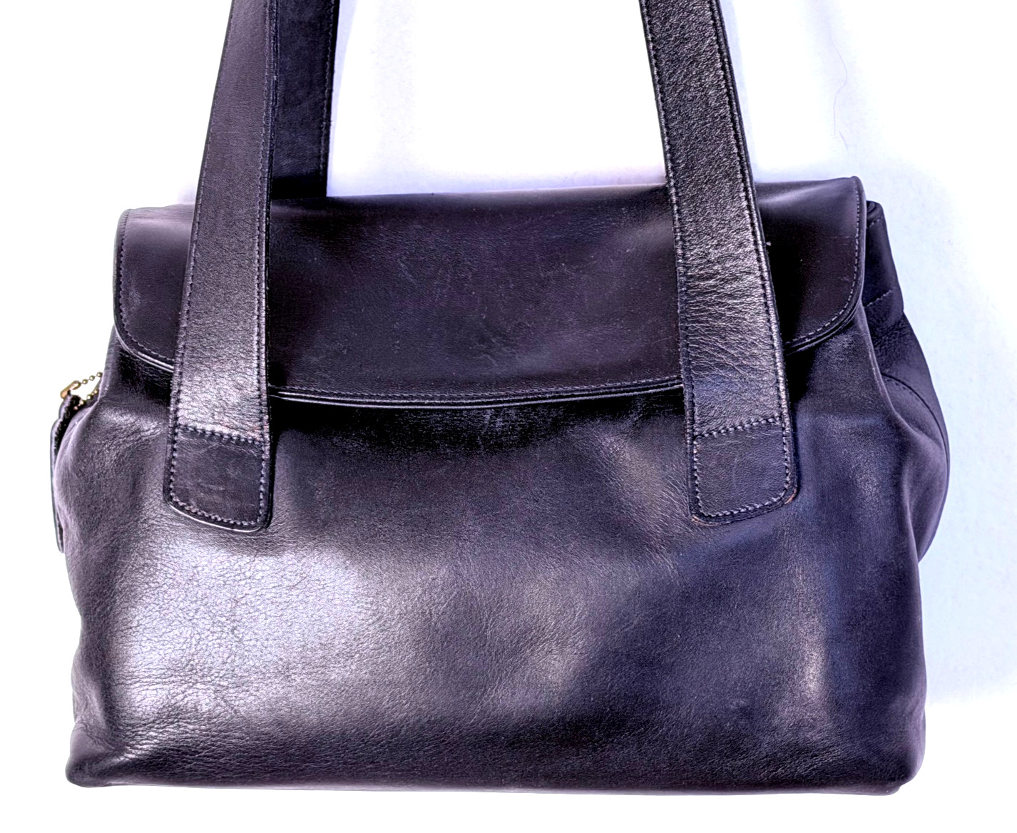 Vintage Coach Purse Riverside Shoulder Bag Navy Glove Tanned Leather 1992 Y2K
